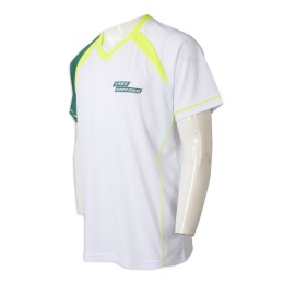 T1036  Design round neck contrast sleeve T-shirt sample custom printing LOGO contrast sleeve green fluorescent yellow collar Macau 75D Pearl cloth academic sports T1036  Design round neck contrast sleeve T-shirt sample custom printing LOGO contrast sleeve green fluorescent yellow collar Macau 75D Pearl cloth academic sports